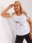 Bluzka T-shirt damski ważka krótki rękaw biała