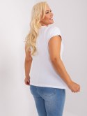 Bluzka T-shirt ważka biała plus size wywijany rękaw