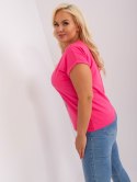 Bluzka T-shirt ważka ciemny róż plus size wywijany rękaw