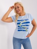 Bluzka T-shirt ważka niebieska plus size wywijany rękaw