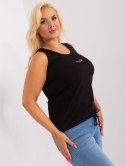 Top czarny ze sciągaczem na dole bawełniany plus size