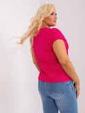 Bluzka koszulka fuksjowa plus size zdobiona guzikami