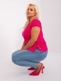 Bluzka koszulka fuksjowa plus size zdobiona guzikami