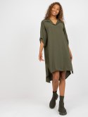 Sukienka koszulowa oversize asymetryczna khaki