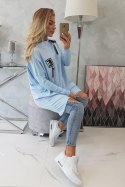 Bluza oversize z asymetrycznymi bokami błękitna