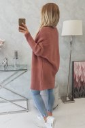 Sweter kardrigan z rękawami typu nietoperz ciemny różowy