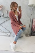 Sweter kardrigan z rękawami typu nietoperz ciemny różowy