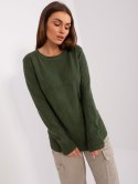 Sweter damski klasyczny basic khaki we wzory