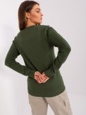 Sweter damski klasyczny basic khaki we wzory