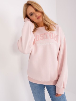 Bluza Boston jasnoróżowa dresowa bez kaptura oversize