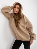 Bluza oversize z kapturem ciemny beżowy basic