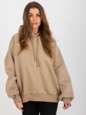 Bluza oversize z kapturem ciemny beżowy basic