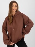 Bluza oversize z kapturem ciemno brązwa basic