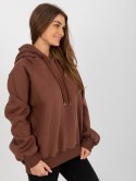 Bluza oversize z kapturem ciemno brązwa basic