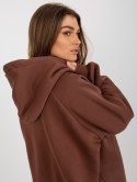 Bluza oversize z kapturem ciemno brązwa basic