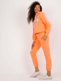 Komplet damski dresowy Laraina bluza i spodnie fluo pomarańczoy
