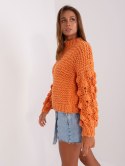Sweter oversize pomarańczowy gruby splot i bufiasty rękaw