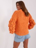 Sweter oversize pomarańczowy gruby splot i bufiasty rękaw