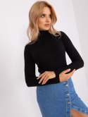 Golf sweter dopasowany prążkowany czarny