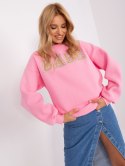 Bluza ocieplana oversize różowa z napisem