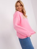 Bluza ocieplana oversize różowa z napisem