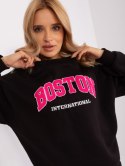 Bluza Boston dresowa czarna ocieplana oversize