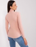 Golf sweter dopasowany prążkowany jasny różowy M/L