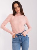 Golf sweter dopasowany prążkowany jasny różowy M/L