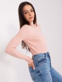 Golf sweter dopasowany prążkowany jasny różowy M/L