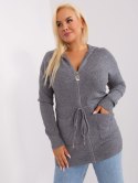 Sweter plus size z kapturem ciemny szary XL/XXL