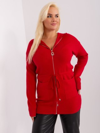 Sweter plus size z kapturem czerwony XXL/XXXL