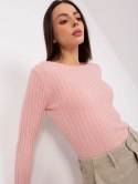 Sweter damski klasyczny w prążek jasny różowy M/L