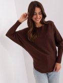 Sweter dzianinowy ciemnobrązowy oversize gładki M/L