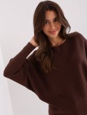 Sweter dzianinowy ciemnobrązowy oversize gładki M/L