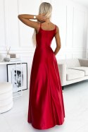 Chiara elegancka maxi długa satynowa suknia na ramiączkach czerwona XL