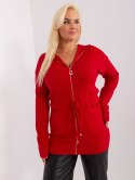 Sweter plus size z kapturem czerwony XL/XXL