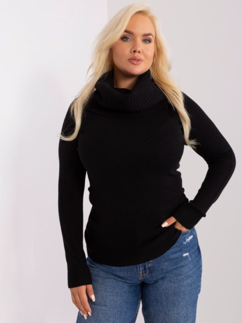 Sweter damski czarny plus size z lejącym golfem L/XL