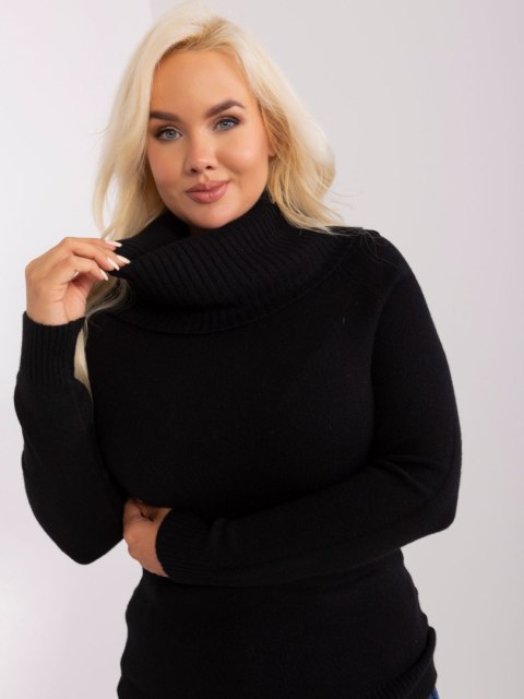 Sweter damski czarny plus size z lejącym golfem M/L