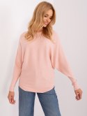 Sweter dzianinowy jasny różowy oversize gładki M/L