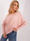 Sweter dzianinowy jasny różowy oversize gładki S/M