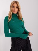 Golf sweter dopasowany prążkowany zielony M/L