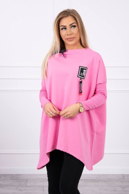 Bluza oversize z asymetrycznymi bokami jasno różowa UNI