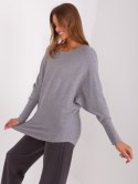 Sweter dzianinowy szary oversize gładki M/L