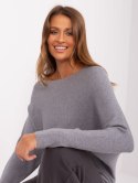 Sweter dzianinowy szary oversize gładki S/M