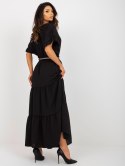 Spódnica maxi z falbaną letnia czarna Italy Moda