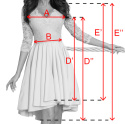 210-1 NICOLLE - sukienka z dłuższym tyłem z koronkowym dekoltem - BORDOWA - XL