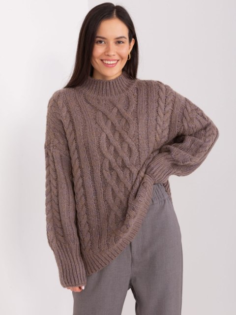 Sweter AT-SW-2363-2.11P brązowy