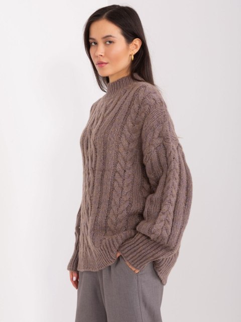 Sweter AT-SW-2363-2.11P brązowy