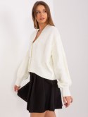 Sweter rozpinany oversize na guziki ecru Rue Paris