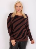 Sweter brązowy w zwierzęcy print plus size XL/XXL